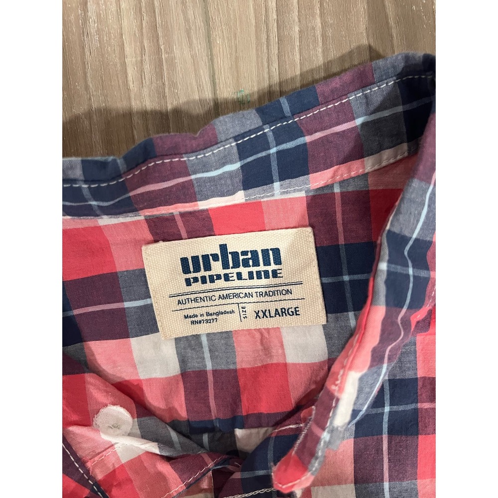 Urban Pipeline‎ Pink and Blue Plaid Short Sleeve, XXL, #433-Q - Picture 3 of 3